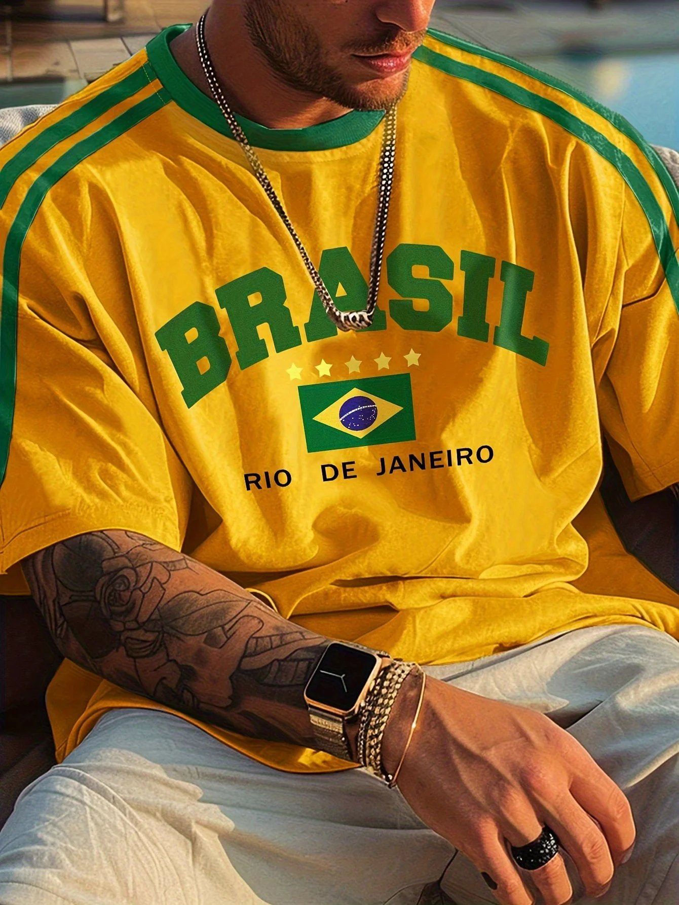 New Men Five-star Brasil 3D Printed T-shirt Male Casual Short Sleeve O-Neck Tees Fashion Retro Mesh Jersey Oversized Clothing