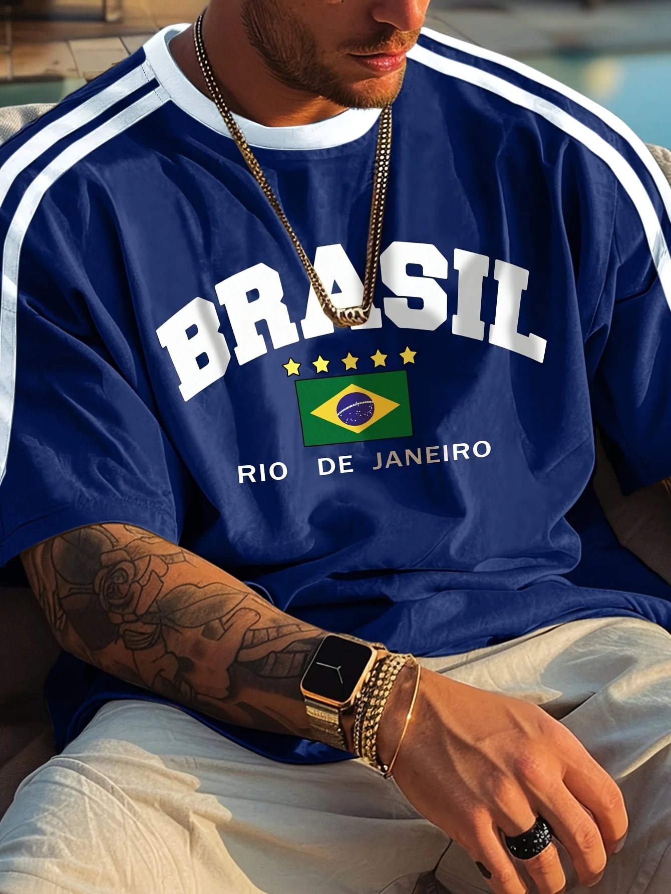 New Men Five-star Brasil 3D Printed T-shirt Male Casual Short Sleeve O-Neck Tees Fashion Retro Mesh Jersey Oversized Clothing