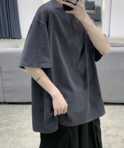 Alternative view of Oversized Summer Short Sleeve Men's T Shirt New Fashion Solid Loose O-Neck T Shirts Mens Cotton Hip Hop Streetwear Top Tees 5XL