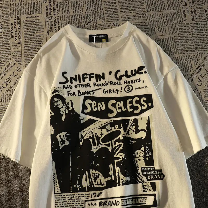 Female T Shirt Retro Short Sleeve T-shirt Men's Loose American T-shirt Oversized T-shirts Print Kawaii Oversized Top Streetwear Female T Shirt Retro Short Sleeve T-shirt Men's Loose American T-shirt Oversized T-shirts Print Kawaii Oversized Top Streetwear