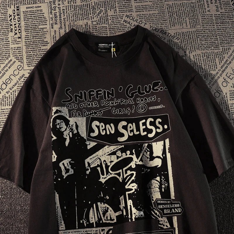 Female T Shirt Retro Short Sleeve T-shirt Men's Loose American T-shirt Oversized T-shirts Print Kawaii Oversized Top Streetwear Female T Shirt Retro Short Sleeve T-shirt Men's Loose American T-shirt Oversized T-shirts Print Kawaii Oversized Top Streetwear