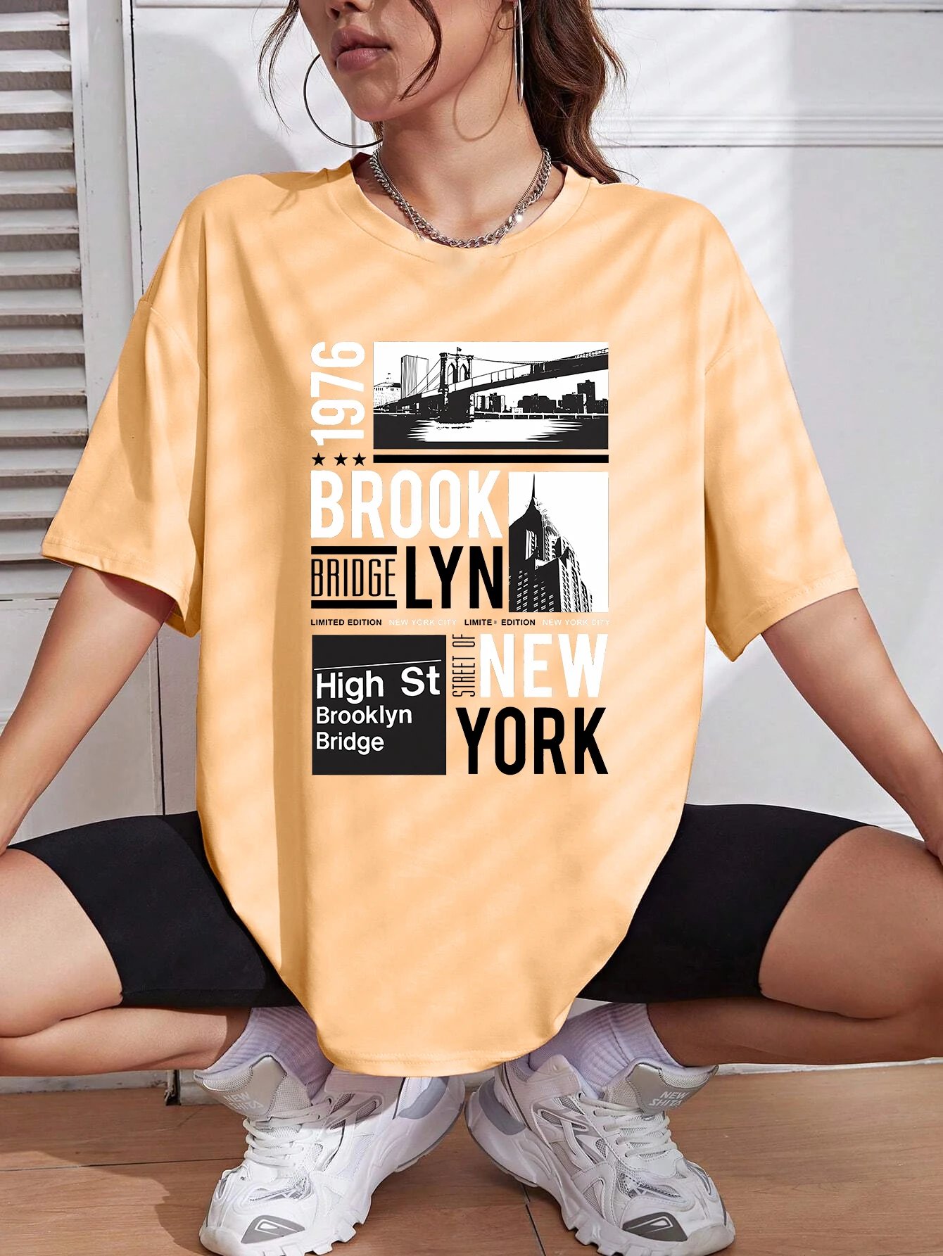 New York Brooklyn 1976 Printing Women T-Shirt Creativity Casual Tee Shirts Street Hip Hop Short Sleeve Basic All-Match Tshirts New York Brooklyn 1976 Printing Women T-Shirt Creativity Casual Tee Shirts Street Hip Hop Short Sleeve Basic All-Match Tshirts