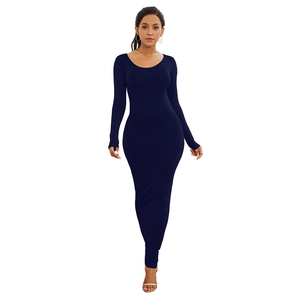 HOT SALES!!! Spring Autumn Sexy Long Dress Women Long Sleeve Round Neck Bodycon Maxi Dress evening party Dress HOT SALES!!! Spring Autumn Sexy Long Dress Women Long Sleeve Round Neck Bodycon Maxi Dress evening party Dress