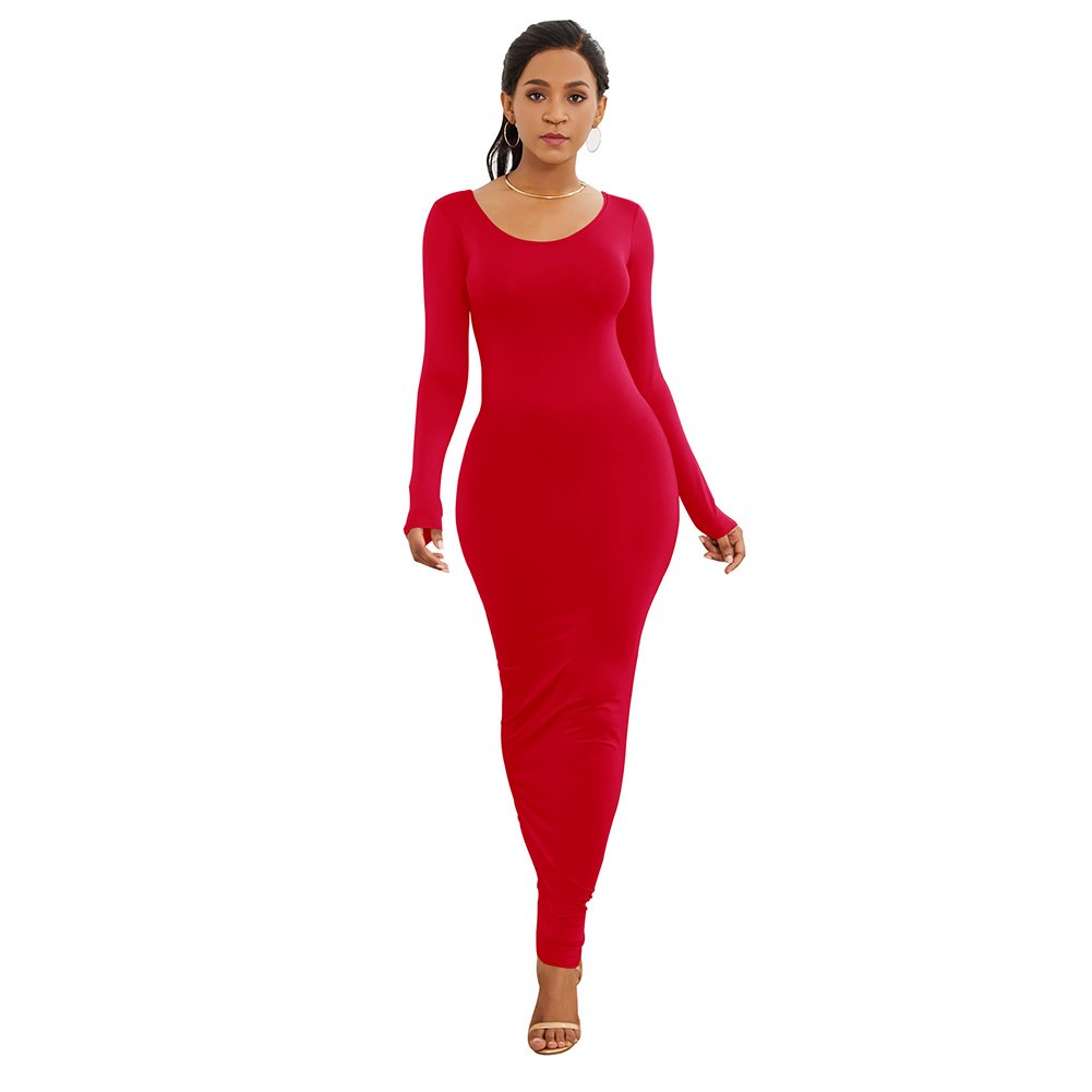 HOT SALES!!! Spring Autumn Sexy Long Dress Women Long Sleeve Round Neck Bodycon Maxi Dress evening party Dress HOT SALES!!! Spring Autumn Sexy Long Dress Women Long Sleeve Round Neck Bodycon Maxi Dress evening party Dress