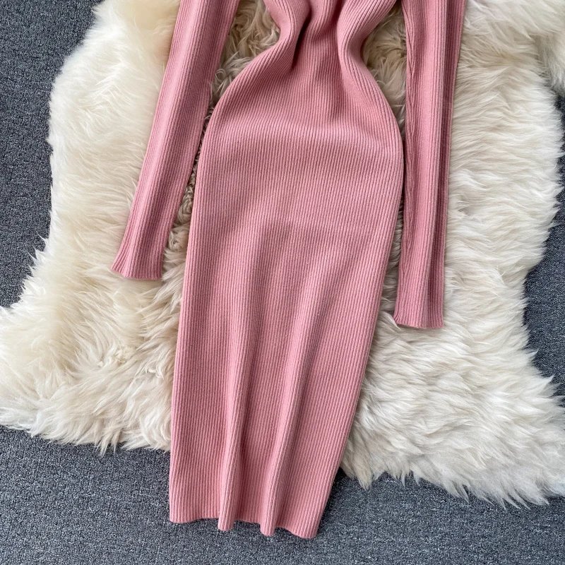 Dresses for Women 2022 Sexy Turtleneck Knitted Bodycon Dress Women Autumn Winter Long Sleeve Sweater Dress Dresses for Women 2022 Sexy Turtleneck Knitted Bodycon Dress Women Autumn Winter Long Sleeve Sweater Dress