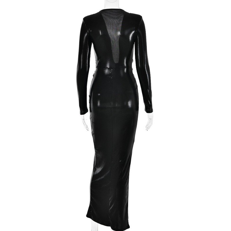 Metallic Gilding Maxi Party Dress Women Sexy V Neck Long Sleeve Ruched High Split Bodycon Clubwear Long Robe Evening Gown Metallic Gilding Maxi Party Dress Women Sexy V Neck Long Sleeve Ruched High Split Bodycon Clubwear Long Robe Evening Gown