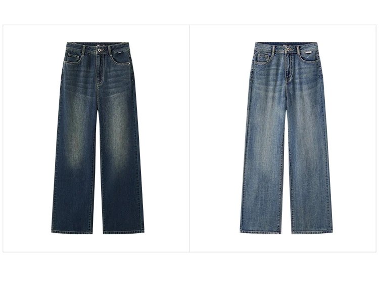 Semir Pants Women High-Rise Cotton Jeans Trousers a Taller Look Autumn 2024 New Wide Leg Pants that Conceal Flesh