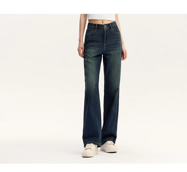 Semir Pants Women High-Rise Cotton Jeans Trousers a Taller Look Autumn 2024 New Wide Leg Pants that Conceal Flesh