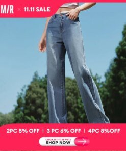 Semir Pants Women High-Rise Cotton Jeans Trousers a Taller Look Autumn 2024 New Wide Leg Pants that Conceal Flesh