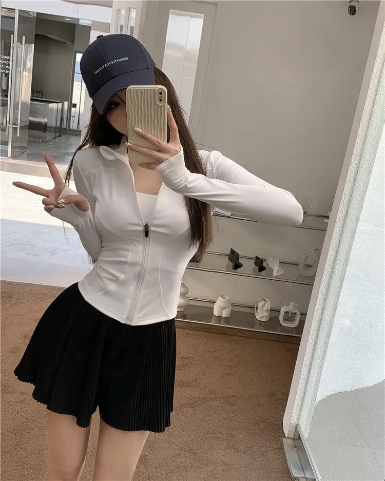 Women's Activewear Jacket Long Sleeve Slim Fit Sunscreen Sweatshirt Thumb Hole Slimming Running Fitness Top Yoga Coat for Women Women's Activewear Jacket Long Sleeve Slim Fit Sunscreen Sweatshirt Thumb Hole Slimming Running Fitness Top Yoga Coat for Women