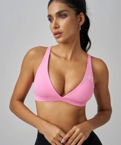 Origin Minimal Sports Bra Open Back V Neck Bra Workout Gym Crop Top Padded Gym Bra