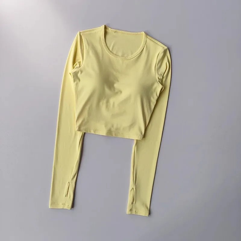 High-end yoga shirt backless hollow sexy with breast pads yoga sports long sleeves T-shirt gym top quick-drying tight fitness cl