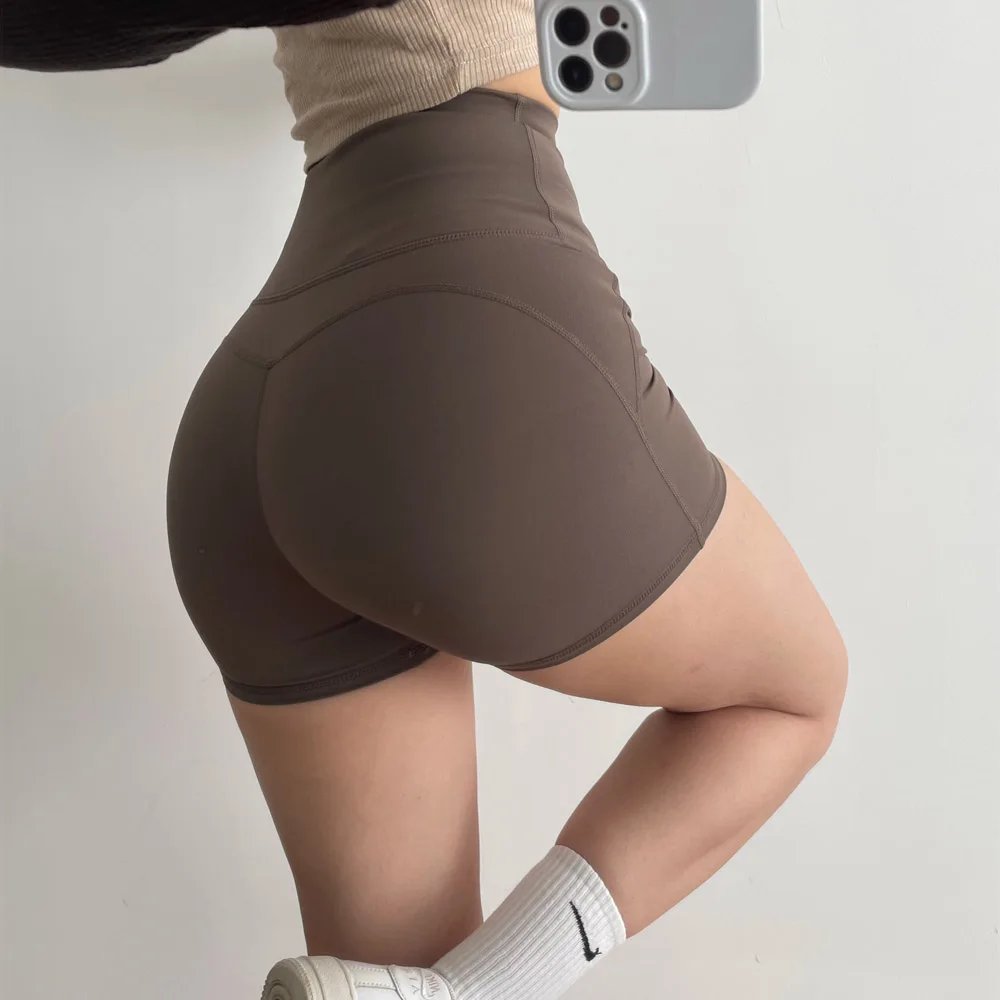 GymHUB High-Waisted Yoga Shorts Jumping Exercise Three-Quarter Pants Tummy-Tucking Fitness Pants Summer Free Underwear