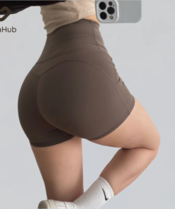 GymHUB High-Waisted Yoga Shorts Jumping Exercise Three-Quarter Pants Tummy-Tucking Fitness Pants Summer Free Underwear