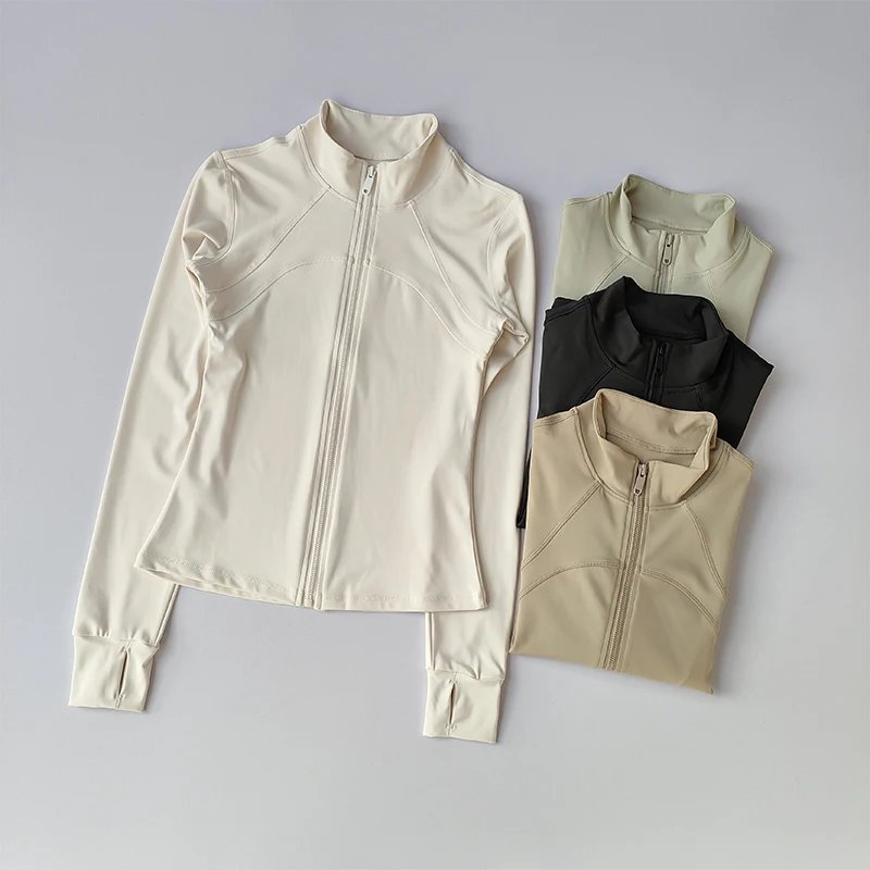 Yoga Suit Women's High-end Standing Collar Long Sleeved Sports Jacket Running Training Fitness Top Windproof Running Suit Yoga Suit Women's High-end Standing Collar Long Sleeved Sports Jacket Running Training Fitness Top Windproof Running Suit