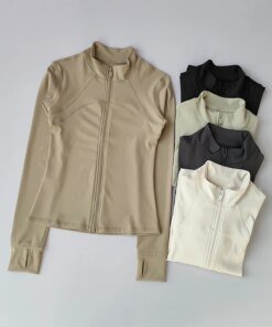 Yoga Suit Women's High-end Standing Collar Long Sleeved Sports Jacket Running Training Fitness Top Windproof Running Suit