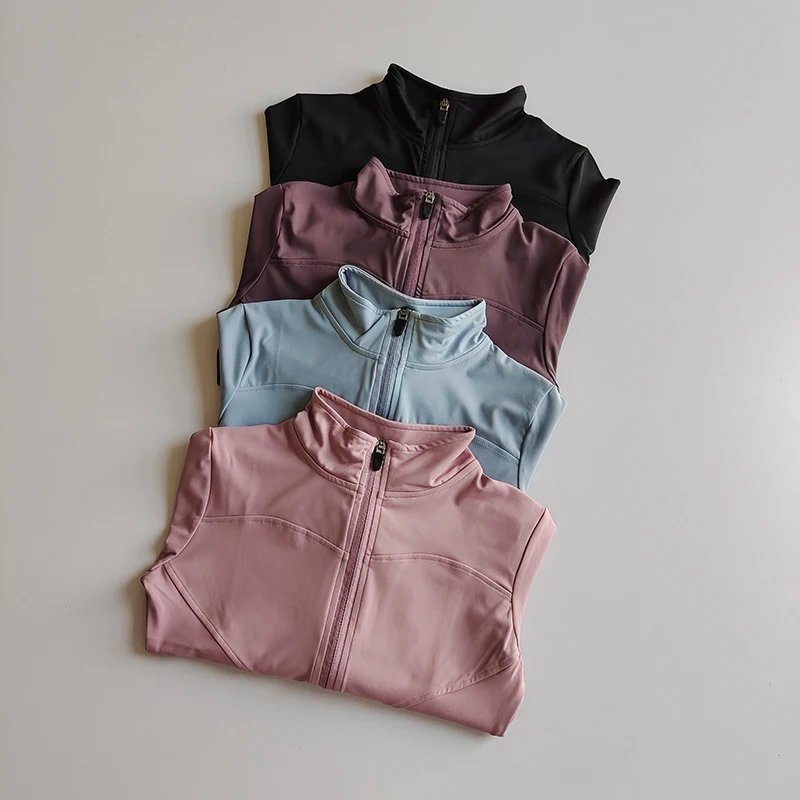 Outdoor Sports Long Sleeved Women Slim Yoga Clothes Quick Dry Zipper Cardigan Stand Up Collar Jacket Running Fitness Jacket Top Outdoor Sports Long Sleeved Women Slim Yoga Clothes Quick Dry Zipper Cardigan Stand Up Collar Jacket Running Fitness Jacket Top
