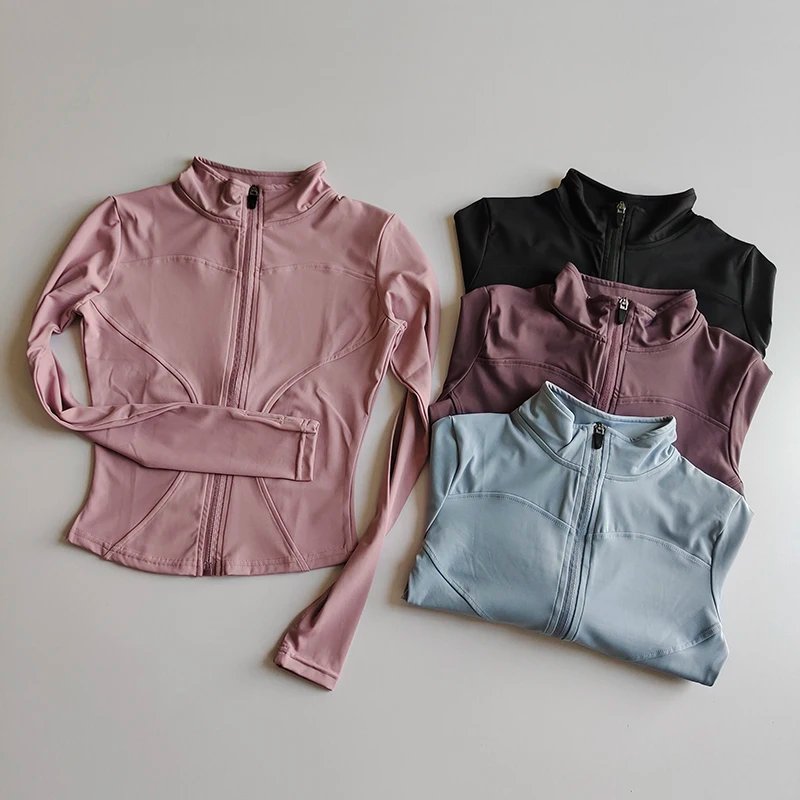 Outdoor Sports Long Sleeved Women Slim Yoga Clothes Quick Dry Zipper Cardigan Stand Up Collar Jacket Running Fitness Jacket Top Outdoor Sports Long Sleeved Women Slim Yoga Clothes Quick Dry Zipper Cardigan Stand Up Collar Jacket Running Fitness Jacket Top
