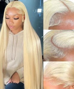 13x4 13x6 Full Frontal Lace 613 Blonde Colored Straight Human Hair Wigs Lace Front Wigs For Women 34 36 Inch