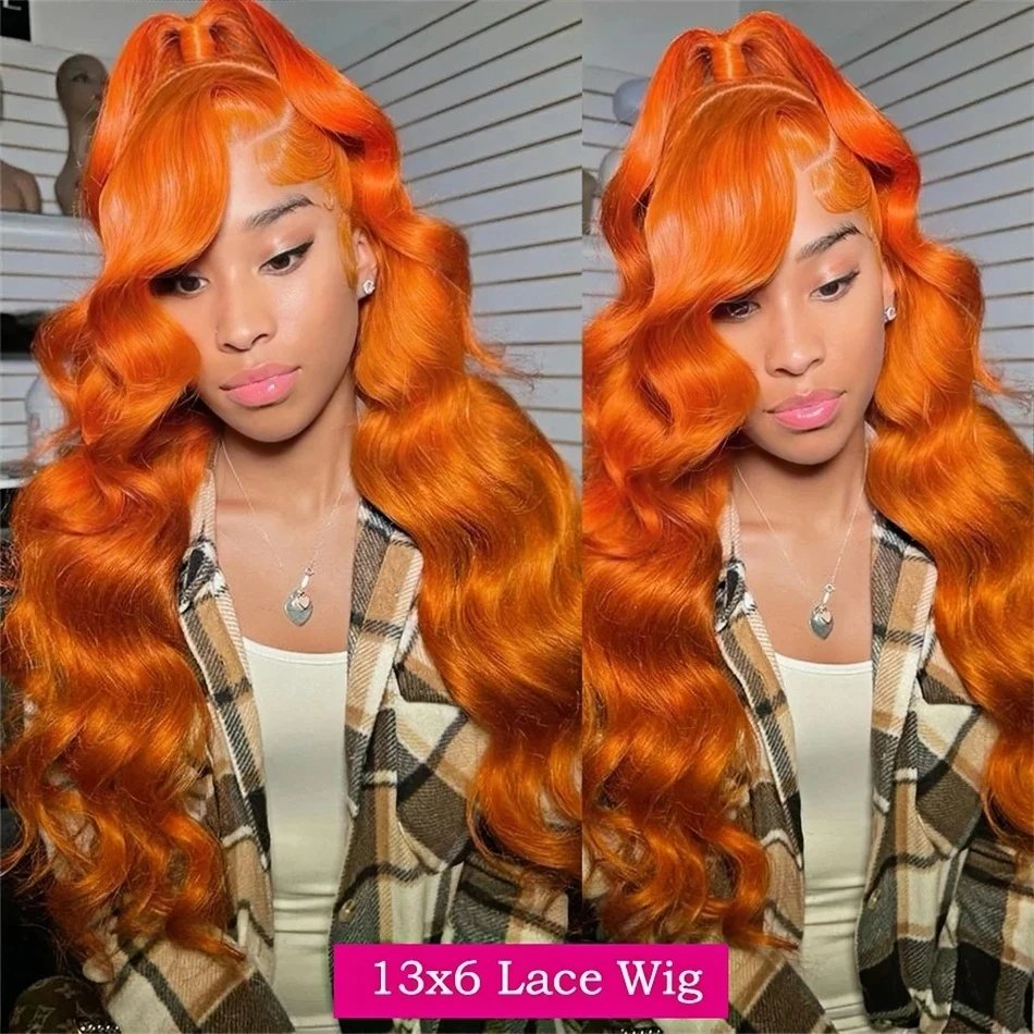 Orange Ginger 13x6 Hd Lace Front Wig Human Hair 13x4 Hd Lace Frontal Wig Preplucked 30 Inch Body Wave Human Hair Wigs for Women Orange Ginger 13x6 Hd Lace Front Wig Human Hair 13x4 Hd Lace Frontal Wig Preplucked 30 Inch Body Wave Human Hair Wigs for Women