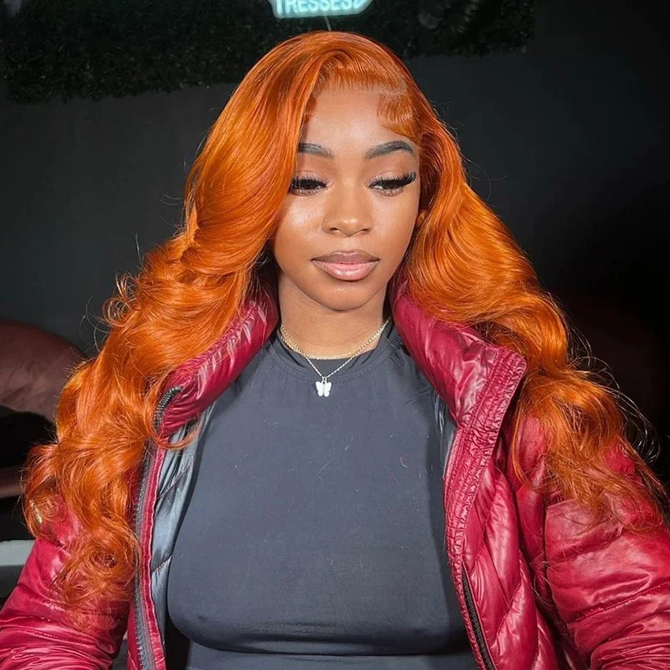 Orange Ginger 13x6 Hd Lace Front Wig Human Hair 13x4 Hd Lace Frontal Wig Preplucked 30 Inch Body Wave Human Hair Wigs for Women Orange Ginger 13x6 Hd Lace Front Wig Human Hair 13x4 Hd Lace Frontal Wig Preplucked 30 Inch Body Wave Human Hair Wigs for Women