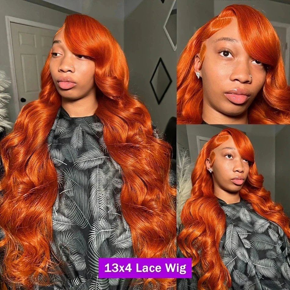 Orange Ginger 13x6 Hd Lace Front Wig Human Hair 13x4 Hd Lace Frontal Wig Preplucked 30 Inch Body Wave Human Hair Wigs for Women Orange Ginger 13x6 Hd Lace Front Wig Human Hair 13x4 Hd Lace Frontal Wig Preplucked 30 Inch Body Wave Human Hair Wigs for Women
