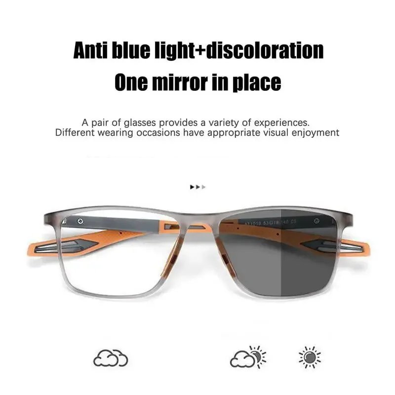 Photochromic TR90 Anti-blue Light Multifocal Reading Glasses New Progressive Near Far Eyewear Men Women Sports Eyeglasses