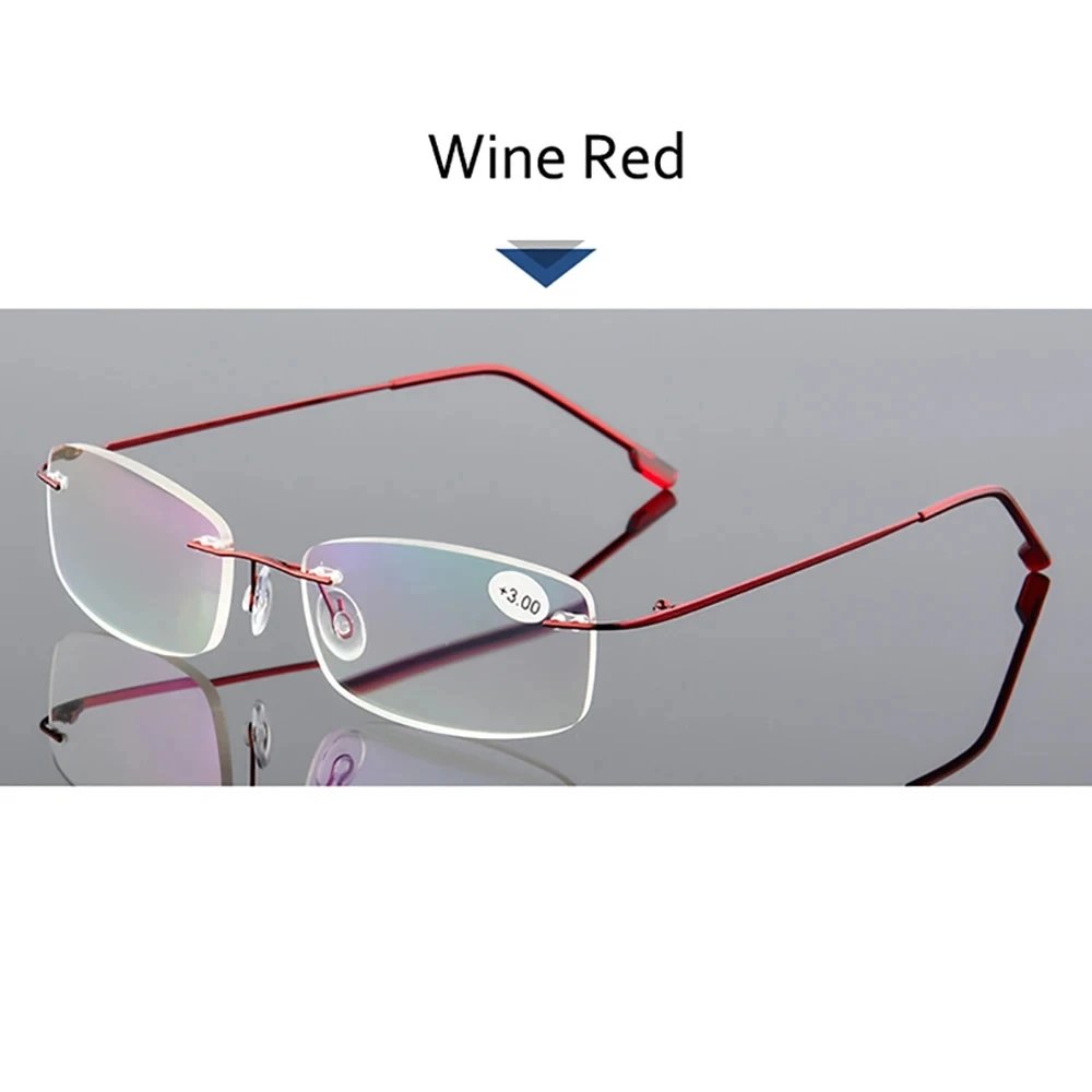 Anti Blue Flexible Ultralight Rimless Memory Titanium Reading Glasses for Men Presbyopic Eyeglasses Strength +1.0~+3.5 Anti Blue Flexible Ultralight Rimless Memory Titanium Reading Glasses for Men Presbyopic Eyeglasses Strength +1.0~+3.5