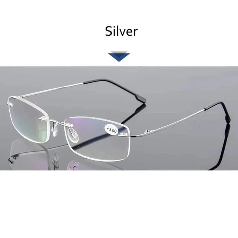 Anti Blue Flexible Ultralight Rimless Memory Titanium Reading Glasses for Men Presbyopic Eyeglasses Strength +1.0~+3.5 Anti Blue Flexible Ultralight Rimless Memory Titanium Reading Glasses for Men Presbyopic Eyeglasses Strength +1.0~+3.5