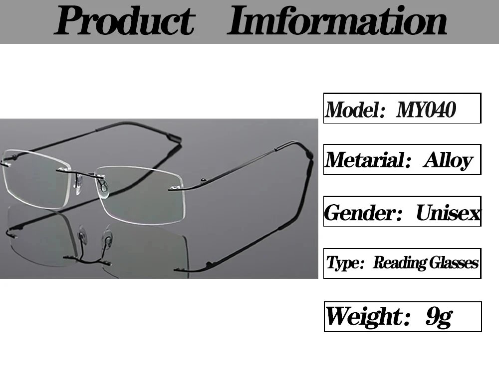 Anti Blue Flexible Ultralight Rimless Memory Titanium Reading Glasses for Men Presbyopic Eyeglasses Strength +1.0~+3.5 Anti Blue Flexible Ultralight Rimless Memory Titanium Reading Glasses for Men Presbyopic Eyeglasses Strength +1.0~+3.5