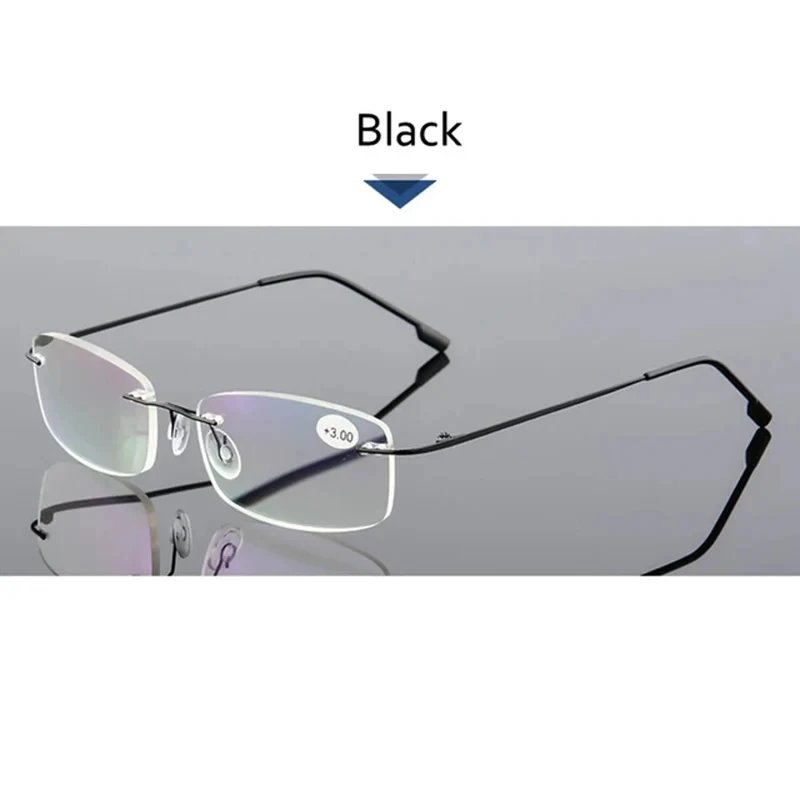 Anti Blue Flexible Ultralight Rimless Memory Titanium Reading Glasses for Men Presbyopic Eyeglasses Strength +1.0~+3.5 Anti Blue Flexible Ultralight Rimless Memory Titanium Reading Glasses for Men Presbyopic Eyeglasses Strength +1.0~+3.5