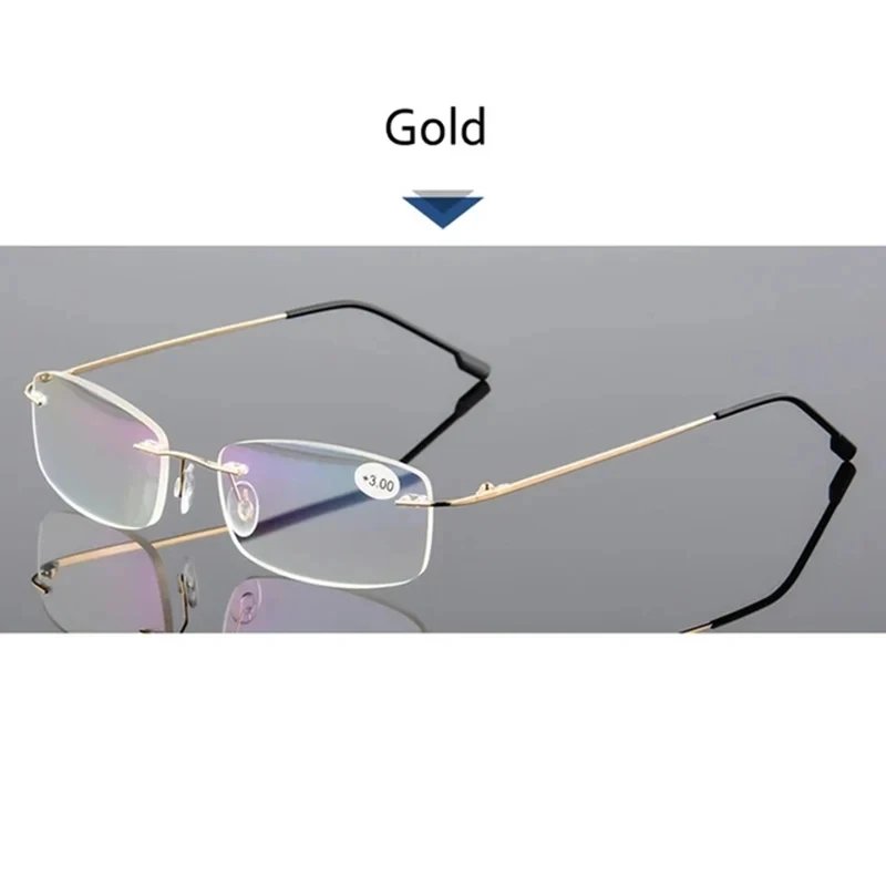 Anti Blue Flexible Ultralight Rimless Memory Titanium Reading Glasses for Men Presbyopic Eyeglasses Strength +1.0~+3.5 Anti Blue Flexible Ultralight Rimless Memory Titanium Reading Glasses for Men Presbyopic Eyeglasses Strength +1.0~+3.5