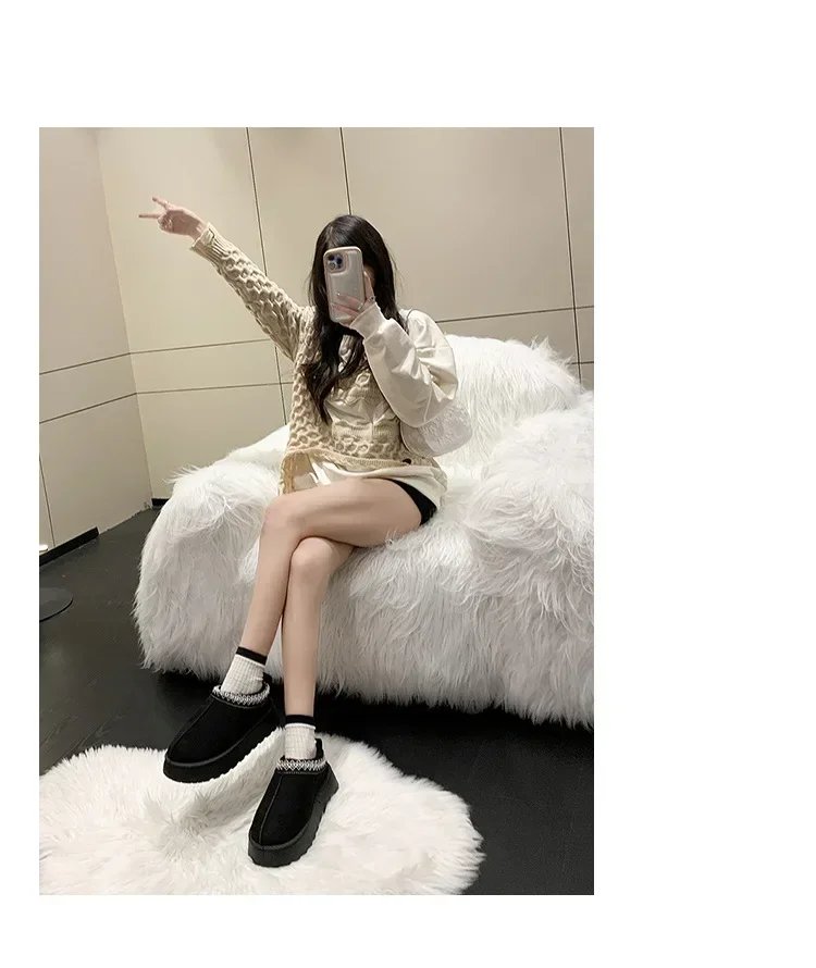 Snow Boots for Women 2023 Winter New Cashmere Warm Thick Soles Without Heel-covered Hair Half Slipper Cotton Shoes for Women Snow Boots for Women 2023 Winter New Cashmere Warm Thick Soles Without Heel-covered Hair Half Slipper Cotton Shoes for Women