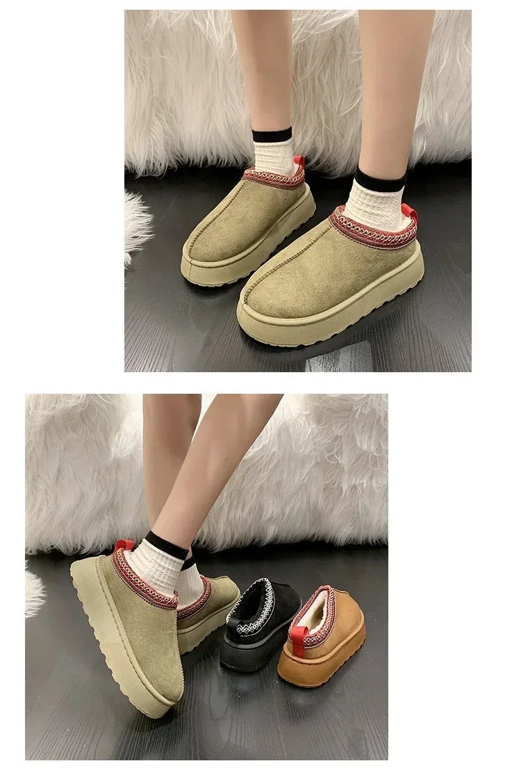 Snow Boots for Women 2023 Winter New Cashmere Warm Thick Soles Without Heel-covered Hair Half Slipper Cotton Shoes for Women Snow Boots for Women 2023 Winter New Cashmere Warm Thick Soles Without Heel-covered Hair Half Slipper Cotton Shoes for Women