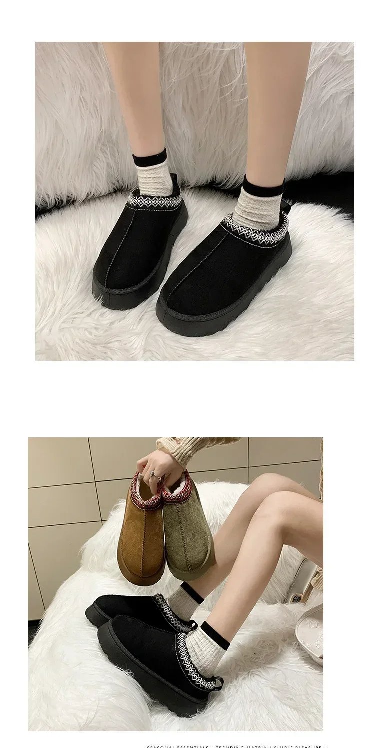 Snow Boots for Women 2023 Winter New Cashmere Warm Thick Soles Without Heel-covered Hair Half Slipper Cotton Shoes for Women Snow Boots for Women 2023 Winter New Cashmere Warm Thick Soles Without Heel-covered Hair Half Slipper Cotton Shoes for Women