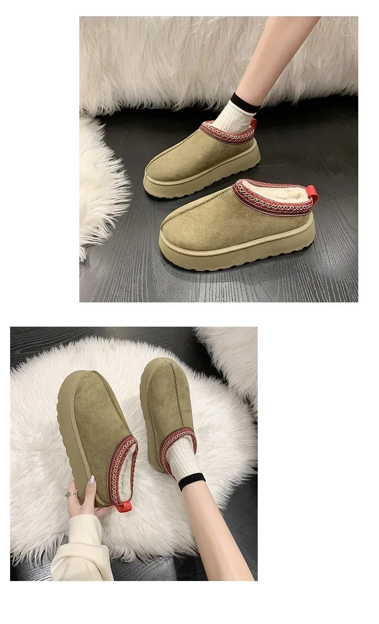 Snow Boots for Women 2023 Winter New Cashmere Warm Thick Soles Without Heel-covered Hair Half Slipper Cotton Shoes for Women Snow Boots for Women 2023 Winter New Cashmere Warm Thick Soles Without Heel-covered Hair Half Slipper Cotton Shoes for Women