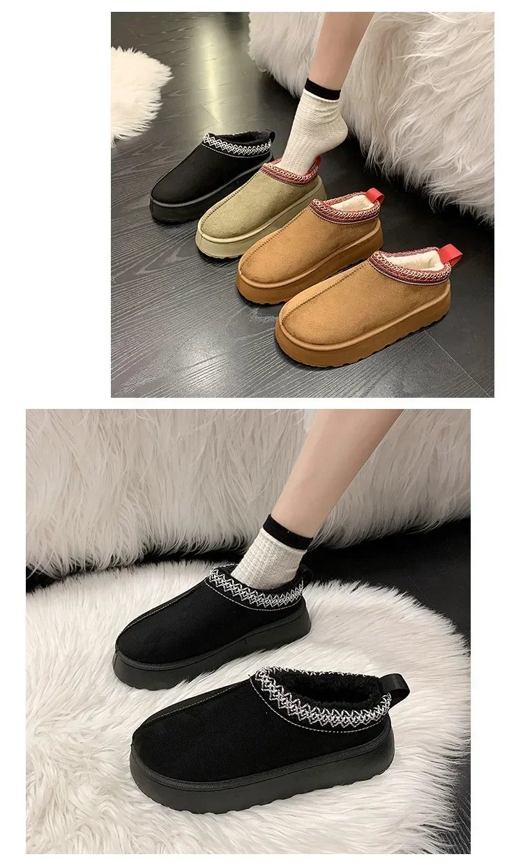 Snow Boots for Women 2023 Winter New Cashmere Warm Thick Soles Without Heel-covered Hair Half Slipper Cotton Shoes for Women Snow Boots for Women 2023 Winter New Cashmere Warm Thick Soles Without Heel-covered Hair Half Slipper Cotton Shoes for Women