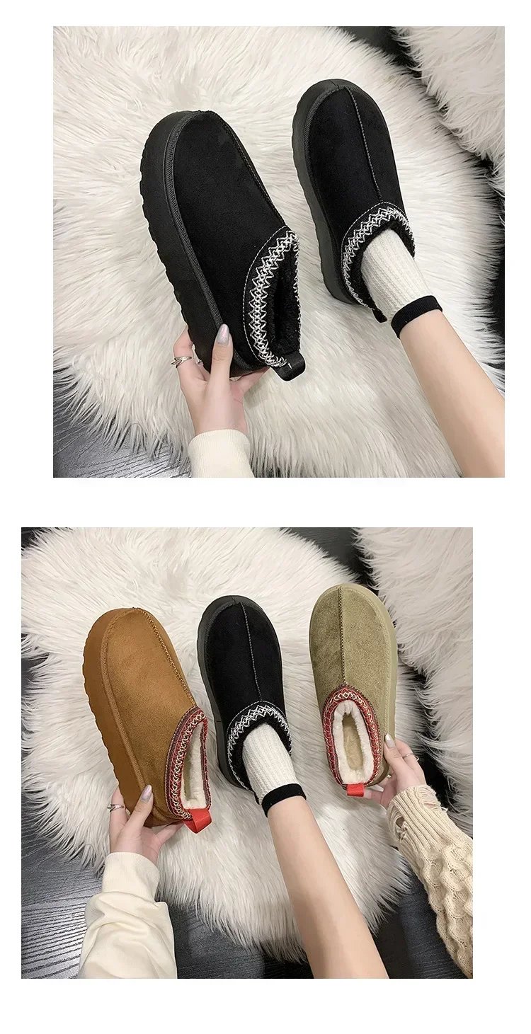 Snow Boots for Women 2023 Winter New Cashmere Warm Thick Soles Without Heel-covered Hair Half Slipper Cotton Shoes for Women Snow Boots for Women 2023 Winter New Cashmere Warm Thick Soles Without Heel-covered Hair Half Slipper Cotton Shoes for Women