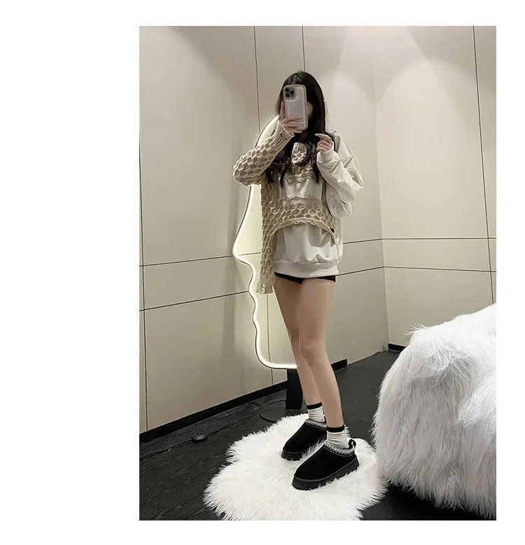 Snow Boots for Women 2023 Winter New Cashmere Warm Thick Soles Without Heel-covered Hair Half Slipper Cotton Shoes for Women Snow Boots for Women 2023 Winter New Cashmere Warm Thick Soles Without Heel-covered Hair Half Slipper Cotton Shoes for Women