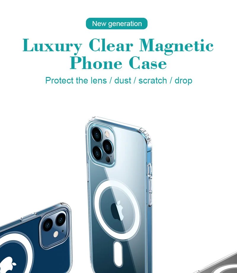 Hard Crystal Original Magnectic Case For iPhone 13 12 11 14 15 16Pro Max XSMAX XR SE 7 8Plus For Magsafe Wireless Charging Cover