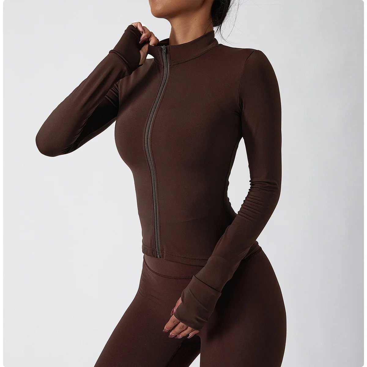 Women Zip Fitness Yoga Shirt Winter Warm Gym Top Woman Yoga Long Sleeve Sports Jacket Activewear Running Coats Workout Clothes