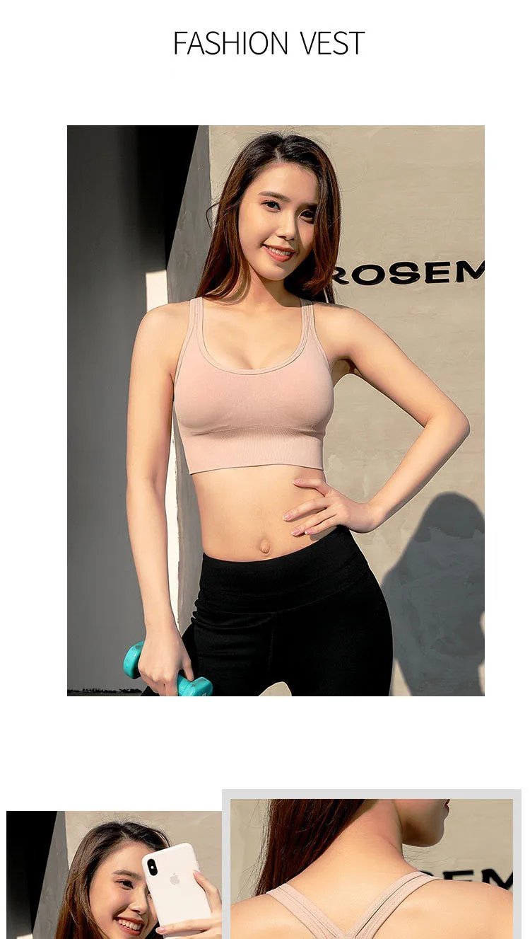 Shockproof Quick Dry Sports Bra Women Padded Gather Yoga Bra Push Up Gym Running Bra Seamless Workout Fitness Bra Top