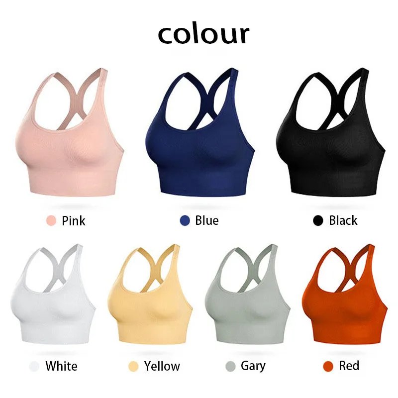 Shockproof Quick Dry Sports Bra Women Padded Gather Yoga Bra Push Up Gym Running Bra Seamless Workout Fitness Bra Top