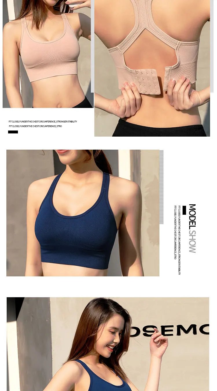 Shockproof Quick Dry Sports Bra Women Padded Gather Yoga Bra Push Up Gym Running Bra Seamless Workout Fitness Bra Top
