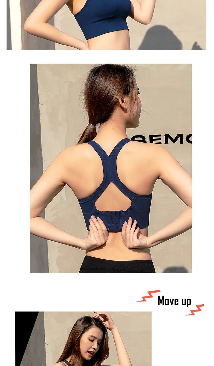 Shockproof Quick Dry Sports Bra Women Padded Gather Yoga Bra Push Up Gym Running Bra Seamless Workout Fitness Bra Top