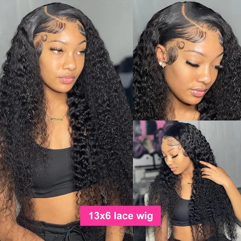 40 inch lace front Brazilian transparent preplucked curly wigs on sale Deep wave 13x6 hd lace frontal human hair wig for women