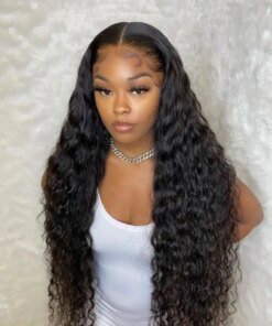 40 inch lace front Brazilian transparent preplucked curly wigs on sale Deep wave 13x6 hd lace frontal human hair wig for women