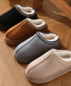 New Fashion Fluffy Platform Slippers for Women 2024 Winter Plush Warm Cotton Shoes Woman Comfort Non Slip Unisex Home Slippers