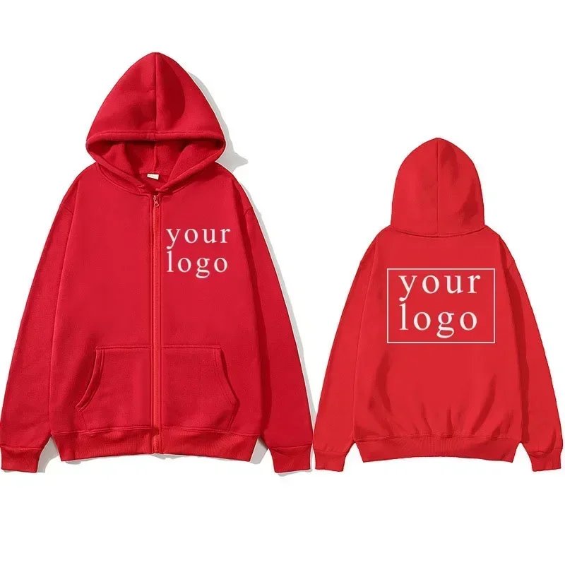 2024 New Fashion: Personalized Customization of Your Own Design Brand Logo/Images, Men's and Women's DIY Zipper Open Hoodies any
