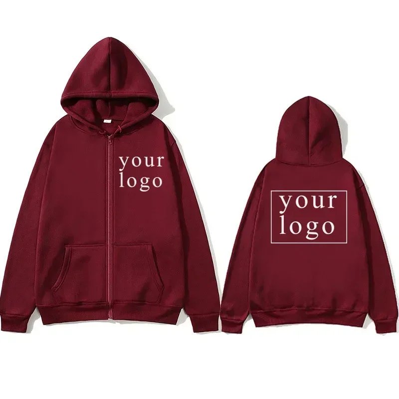 2024 New Fashion: Personalized Customization of Your Own Design Brand Logo/Images, Men's and Women's DIY Zipper Open Hoodies any